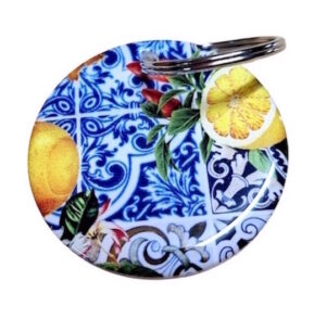 Sliced Lemons on Mandala Keyring 102