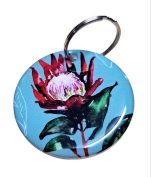 Protea with Green Leaves Keyring 120