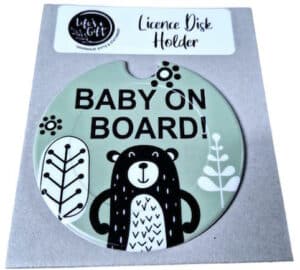 Bear Baby on Board Licence Disk Holder 002