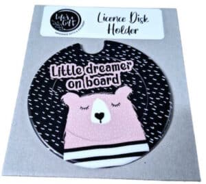 Bear with Stripes Licence Disk Holder 004