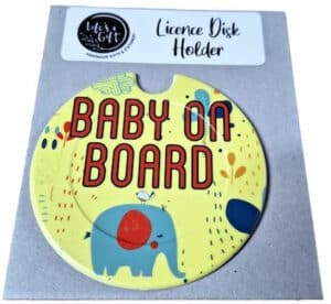 Elephant Baby on Board Licence Disk Holder 001