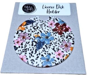 Leopard Print Field Flowers Licence Disk Holder 036