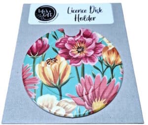 Pink and Orange Flowers Licence Disk Holder 034