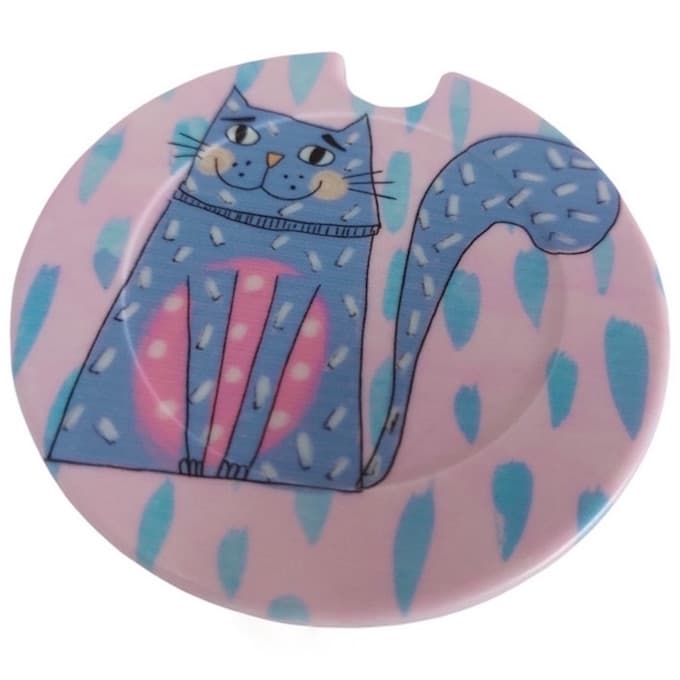 Blue Fluffy Tail Cat Licence Disk Holder 083