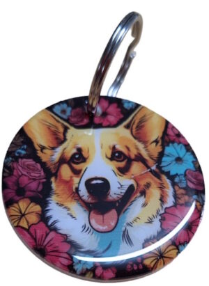 Funky Pembroke Welsh Corgi Keyring 017