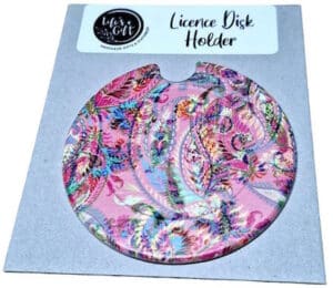 Bright Pink Leaves Licence Disk Holder 033