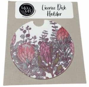 Pink Protea Bush Licence Disk Holder 020