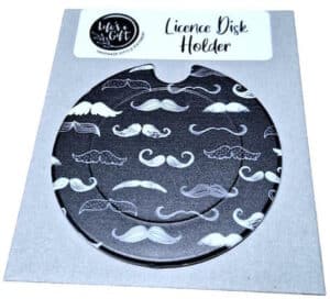 White Moustaches Licence Disk Holder 157