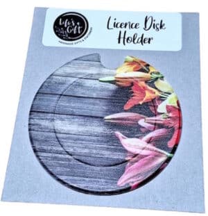 Beautiful Flowers on Wood Licence Disk Holder 035