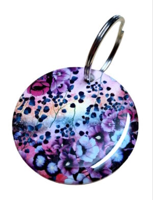 Purple Flowers Keyring 061